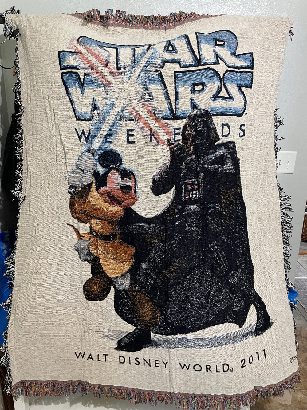 Walt Disney World Star Wars Mickey Mouse Obi Wan Kenobi Darth Vader Throw NWT